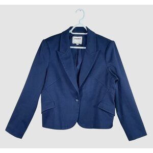 L'Agence Jennah Cropped Single Breasted Blazer Navy Blue